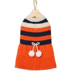 Frisco Pom Pom Bow Striped Dog & Cat Sweater Dress -Frisco 223722 PT3. AC SS1800 V1599501054