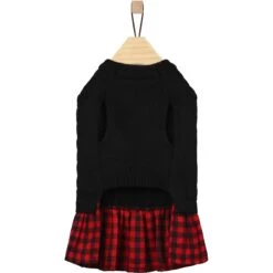 Frisco Plaid Cable Knit Dog & Cat Sweater Dress -Frisco 223739 PT5. AC SS1800 V1659727102
