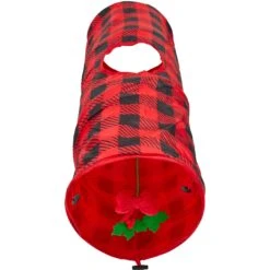 Frisco Holiday Buffalo Plaid Foldable Play Tunnel Cat Toy With Catnip -Frisco 228549 PT2. AC SS1800 V1632774784