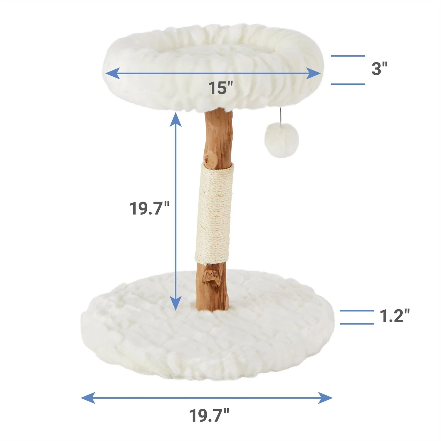 Frisco Natural Wood Modern Cat Tree With Toy, Ivory, Small 4 Frisco Natural Wood Modern Cat Tree With Toy, Ivory, Small - Image 2