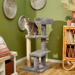 Frisco 41.5-in Real Carpet Wooden Cat Tree