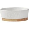 Frisco Oval Meow Non-skid Ceramic Cat Bowl With Wood Base -Frisco 256080 MAIN. AC SS1800 V1615300007
