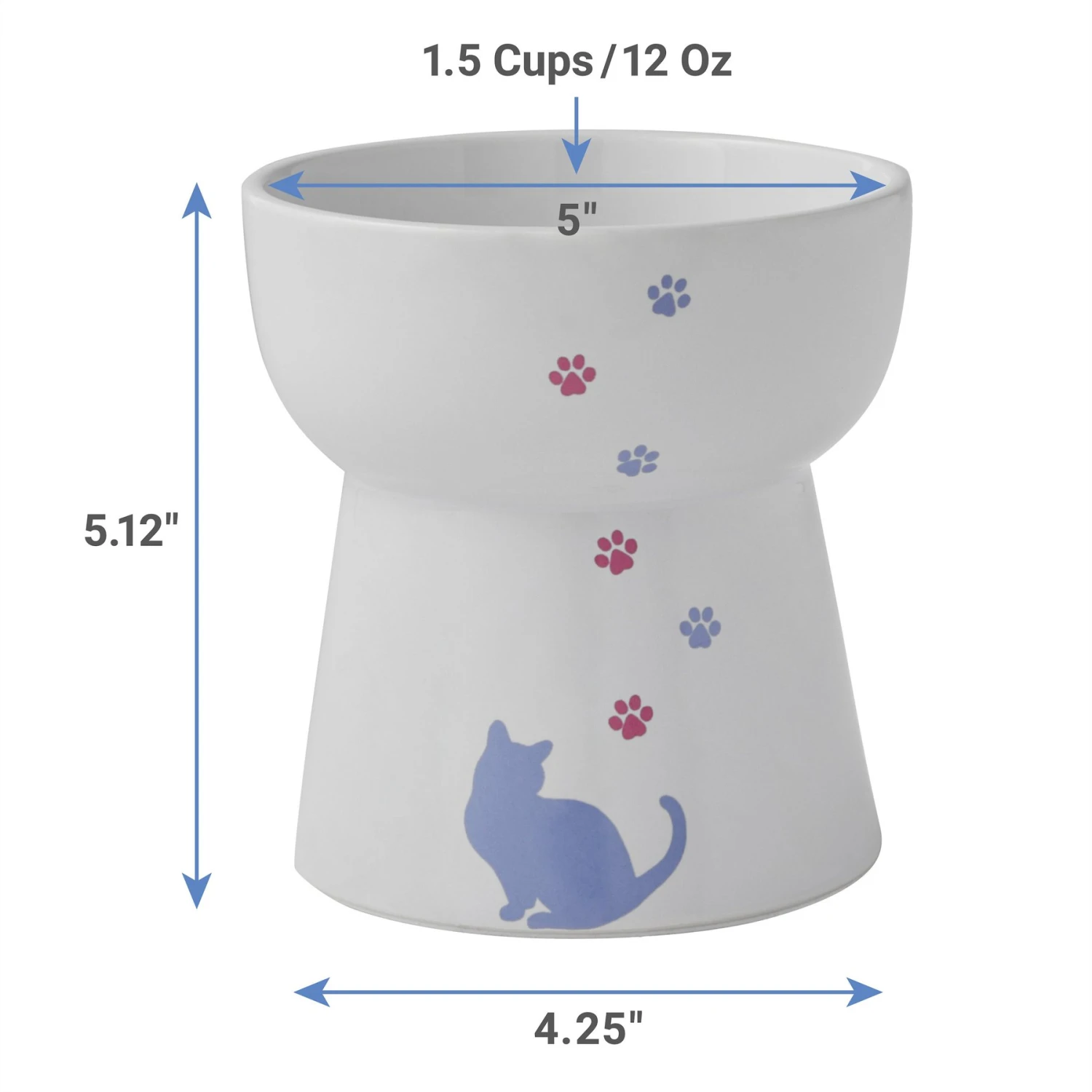 Frisco Cat Print Non-Skid Elevated Ceramic Cat Bowl, Tall 4 Frisco Cat Print Non-Skid Elevated Ceramic Cat Bowl, Tall - Image 2