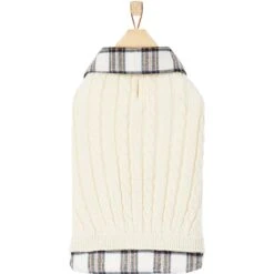 Frisco Cream Cable Knit Dog & Cat Sweater, White/Red Plaid 12 Frisco Cream Cable Knit Dog & Cat Sweater, White/Red Plaid -Frisco 268057 PT4. AC SS1800 V1628740041
