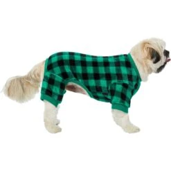 Frisco Dog & Cat Cozy Plush Fleece PJs, Green Plaid -Frisco 268517 PT2. AC SS1800 V1637669565