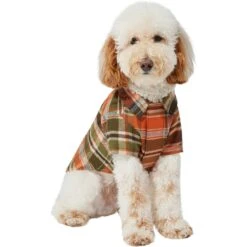 Frisco Orange & Olive Plaid Dog & Cat Flannel Shirt -Frisco 268612 PT2. AC SS1800 V1637682457