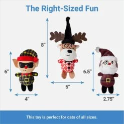 Frisco Holiday Hipster Santa & Friends Plush Cat Toy With Catnip, 3 Count -Frisco 287317 PT1. AC SS1800 V1637787993