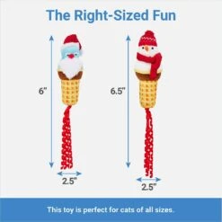 Frisco Holiday Santa & Snowman Ice Cream Cones Plush Cat Toy With Catnip, 2 Count -Frisco 287373 PT1. AC SS1800 V1637704666