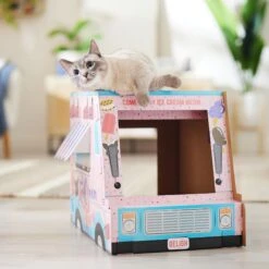 Frisco Ice Cream Truck Cardboard Cat House, 2-Story -Frisco 317729 PT3. AC SS1800 V1676566491