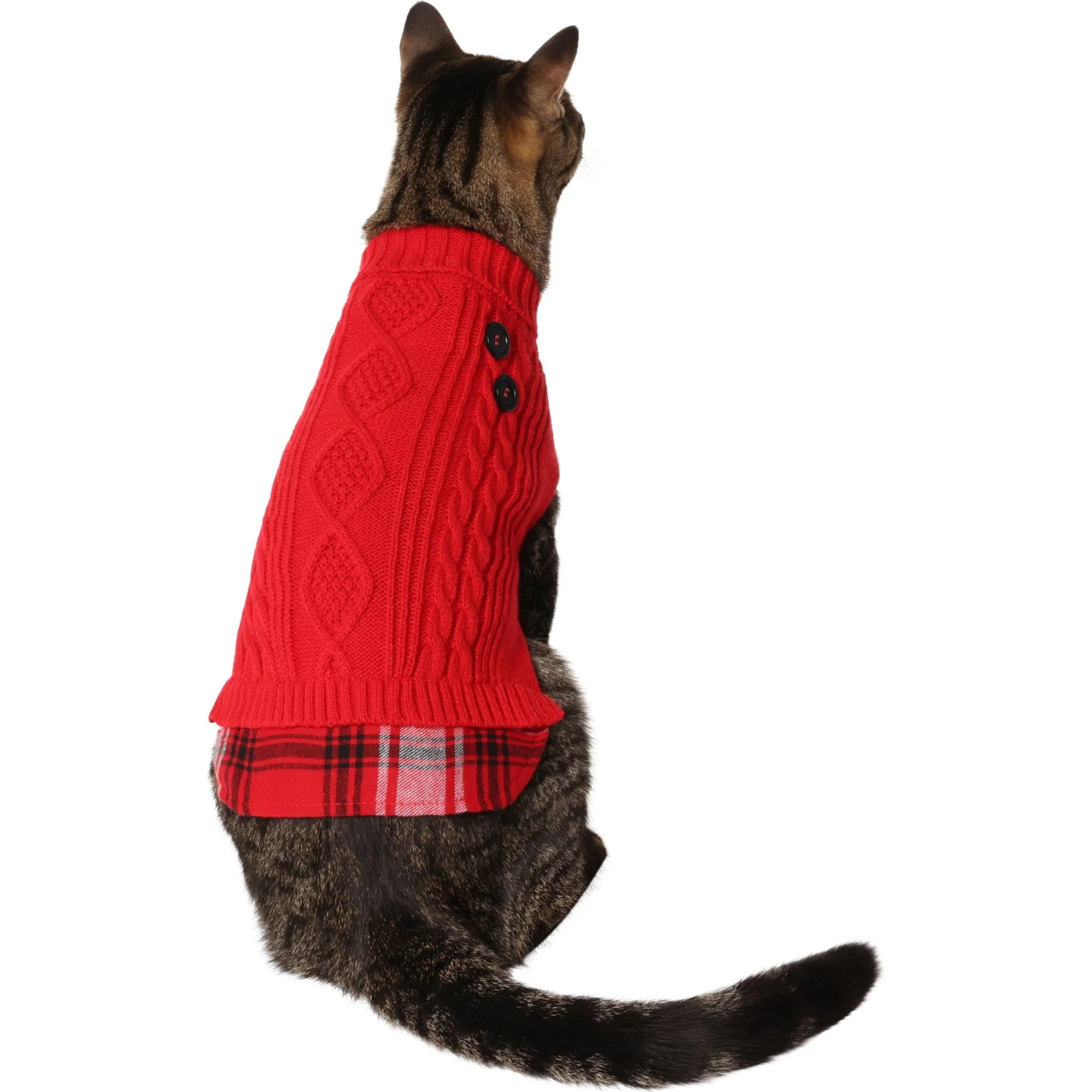 Frisco Plaid Cable Knit Dog & Cat Sweater 2 Frisco Plaid Cable Knit Dog & Cat Sweater