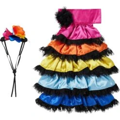 Frisco Ruffle Party Dog & Cat Dress + Headpiece -Frisco 707350 PT4. AC SS1800 V1689350668