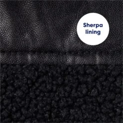 Frisco Medium Weight Faux Leather Dog & Cat Parka With Faux Fur Trimmed Hood, Black -Frisco 719798 PT5. AC SS1800 V1692213078