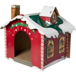 Frisco Holiday Log Cabin Cardboard Cat House & Frisco Holiday Santa's Workshop Cardboard Cat House -Frisco 986198 PT5. AC SS1800 V1698257790