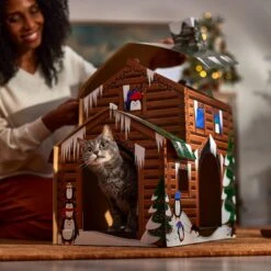 Frisco Holiday Log Cabin Cardboard Cat House & Frisco Holiday Christmas Tree Cardboard Cat House -Frisco 986238 PT4. AC SS1800 V1698257790